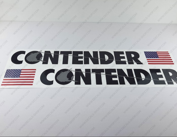 Contender Boat Logo USA Flag Black/Gray Decals Set of 2 x 32" Contender Boat Logo USA Flag Black/Gray Decals Set of 2 x 32"